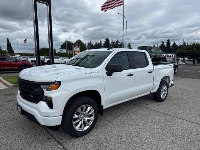 2026 Chevrolet Silverado 1500 Custom in Summit White — front three-quarter view