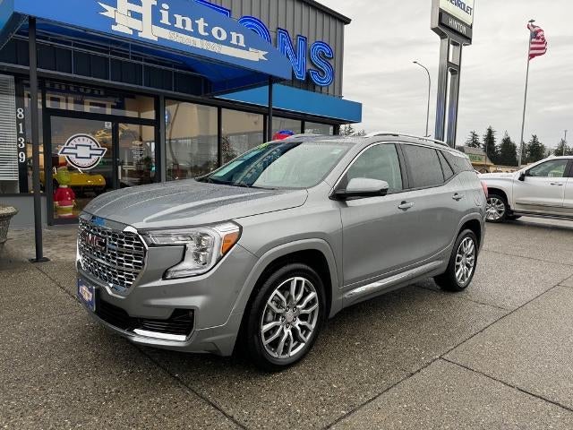 2024 GMC Terrain Denali in Sterling Metallic — front three-quarter view